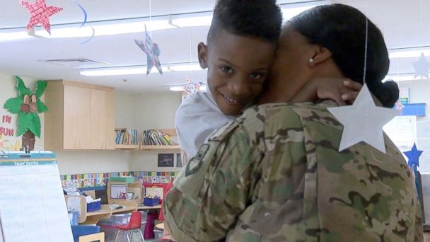 Military Mom Surprises Son Over School Intercom After Returning Home From Deployment Abc News