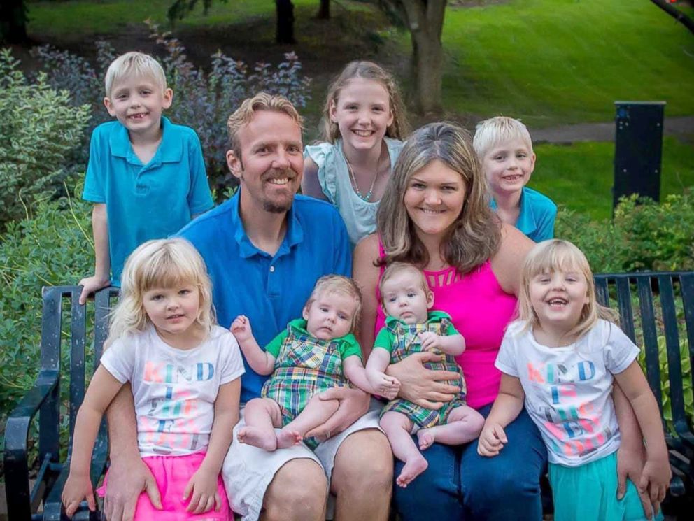PHOTO: Julie, 40 and Lance, 39, seen in this undated photo with their daughter Kaitlyn, 9, and their three sets of twins, Cody and Caleb, bith 6, Chelsea and Kelsea, both 4, Caden and Colton, both 10 months.