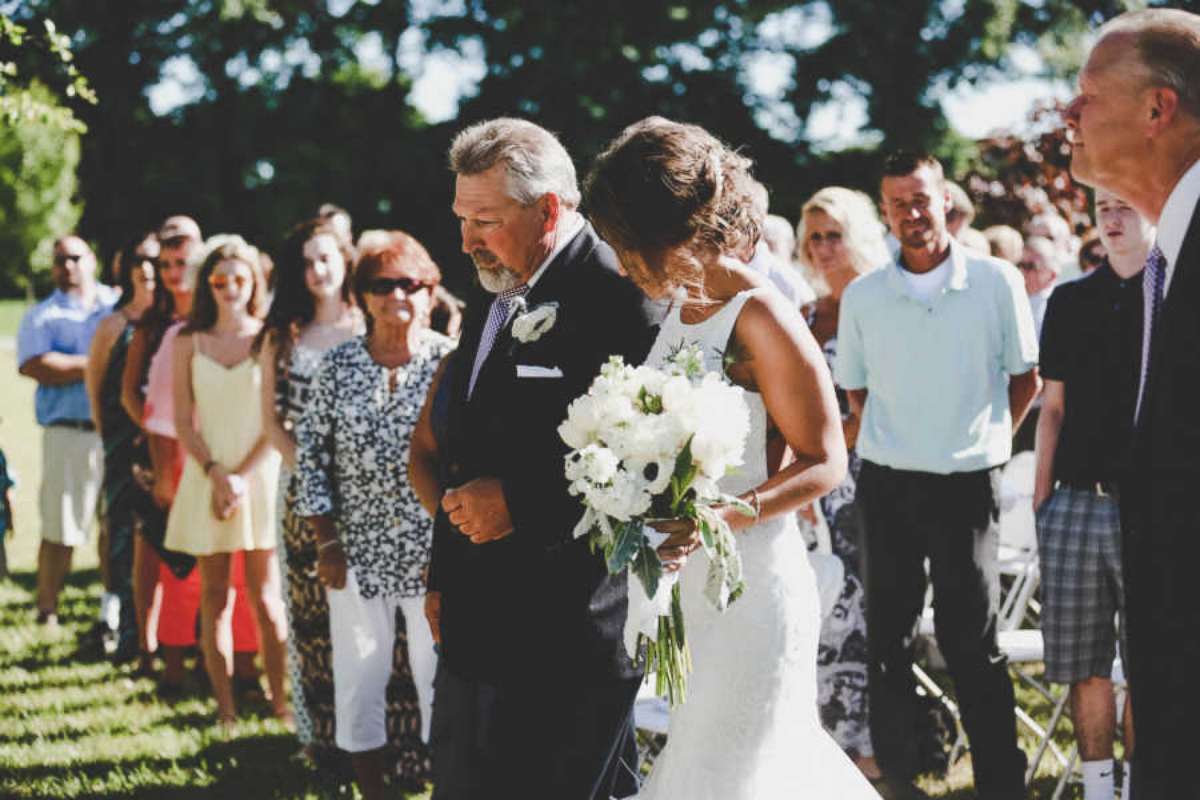 PHOTO: Morgan Gompf and her father Rick, who asked ABC News not to use his last name, on Gompf's wedding day, June 25, 2016.