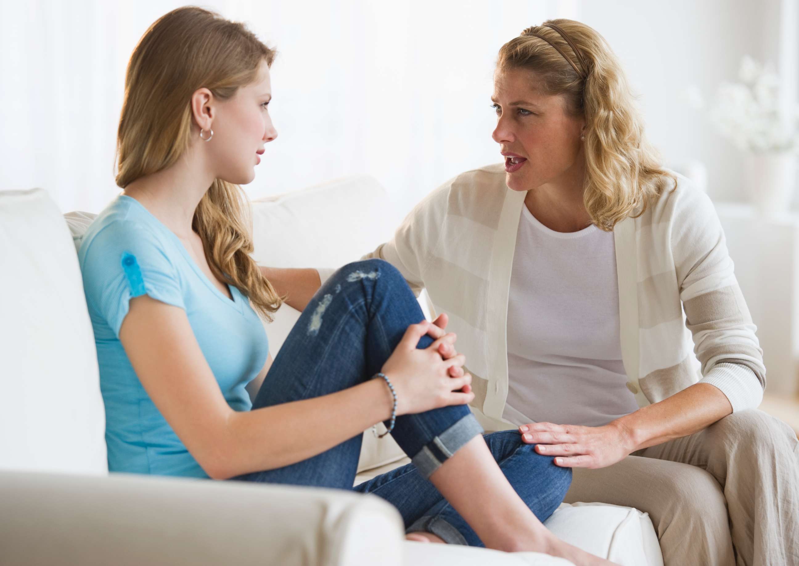PHOTO: A mother and daughter having a conversation in this undated stock photo.