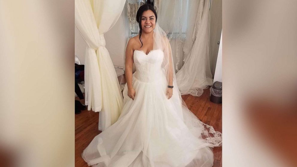 PHOTO: Myrna Orozco fell in love with a strapless wedding dress at Kleinfeld during their annual sample sale.