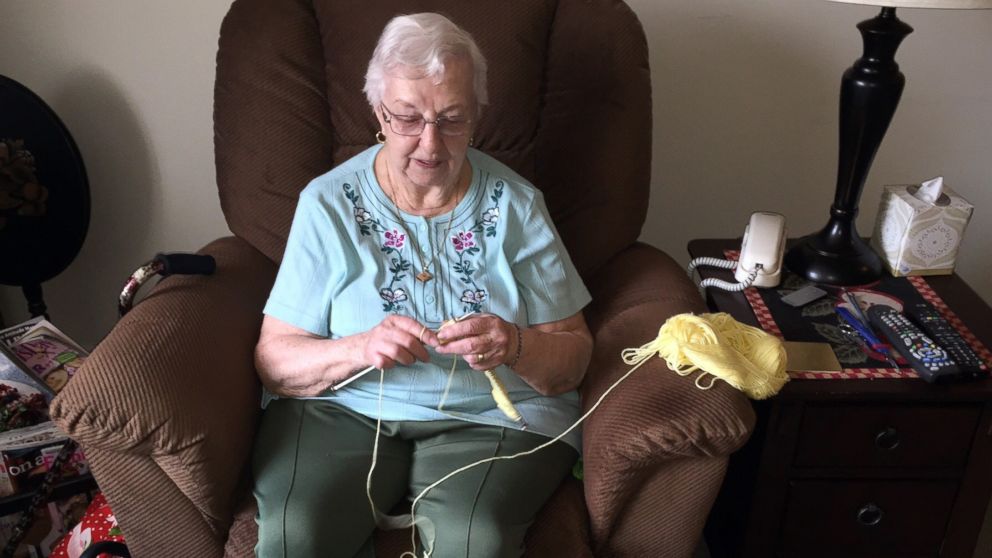 90-year-old grandmother Barbara Lowe hand knits hats for newborns at Hillcrest Hospital in Mayfield Heights, Ohio.