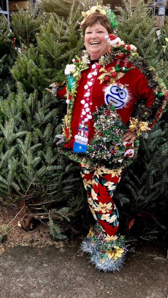 Noelle Olver of Waymart, Penn., said she loves "Rockin' Around the Christmas Tree" in her ugly holiday sweater. 