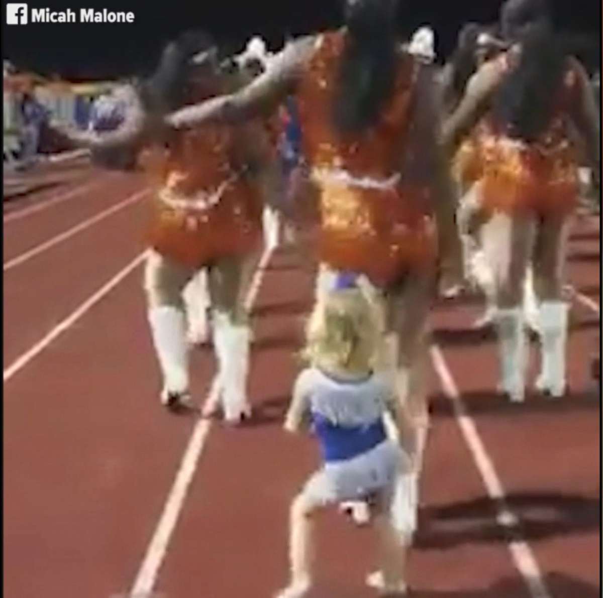 PHOTO: Ollie Malone, 2, was captured on video dancing with the Southwood High School's flag line and dance team in Shreveport, La.