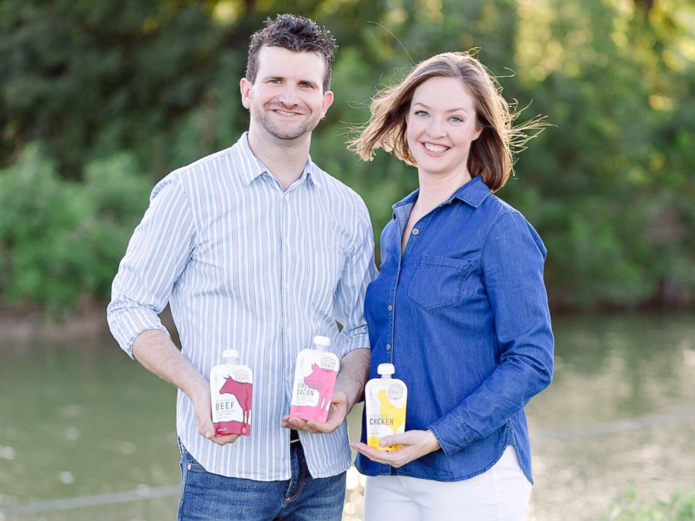 PHOTO: Joe Carr and Serenity Heegel, of Austin, Texas, founded the Serenity Kids line of baby food.
