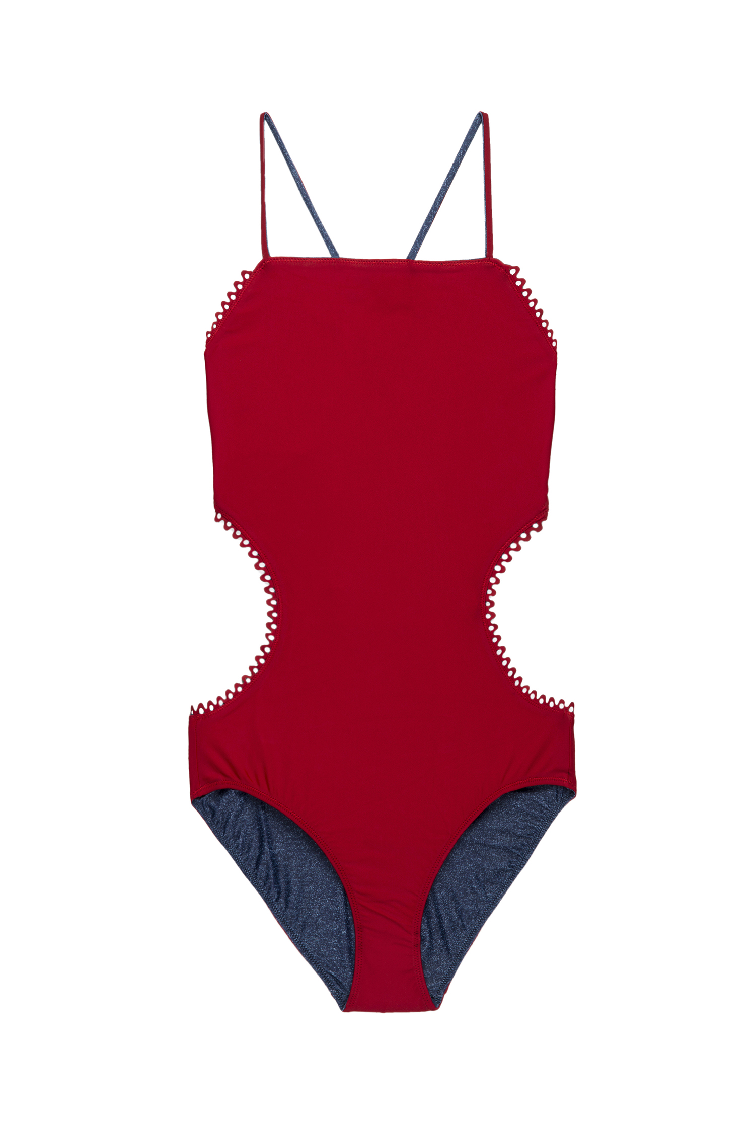 PHOTO: Hollie Watman's red cut-out one piece is on sale now.