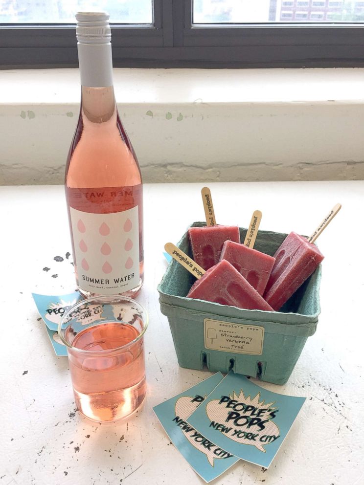 PHOTO: The strawberry verbena rose boozy popsicle is a partnership with Peoples Pops and Summer Water wine just for National Rose Day!