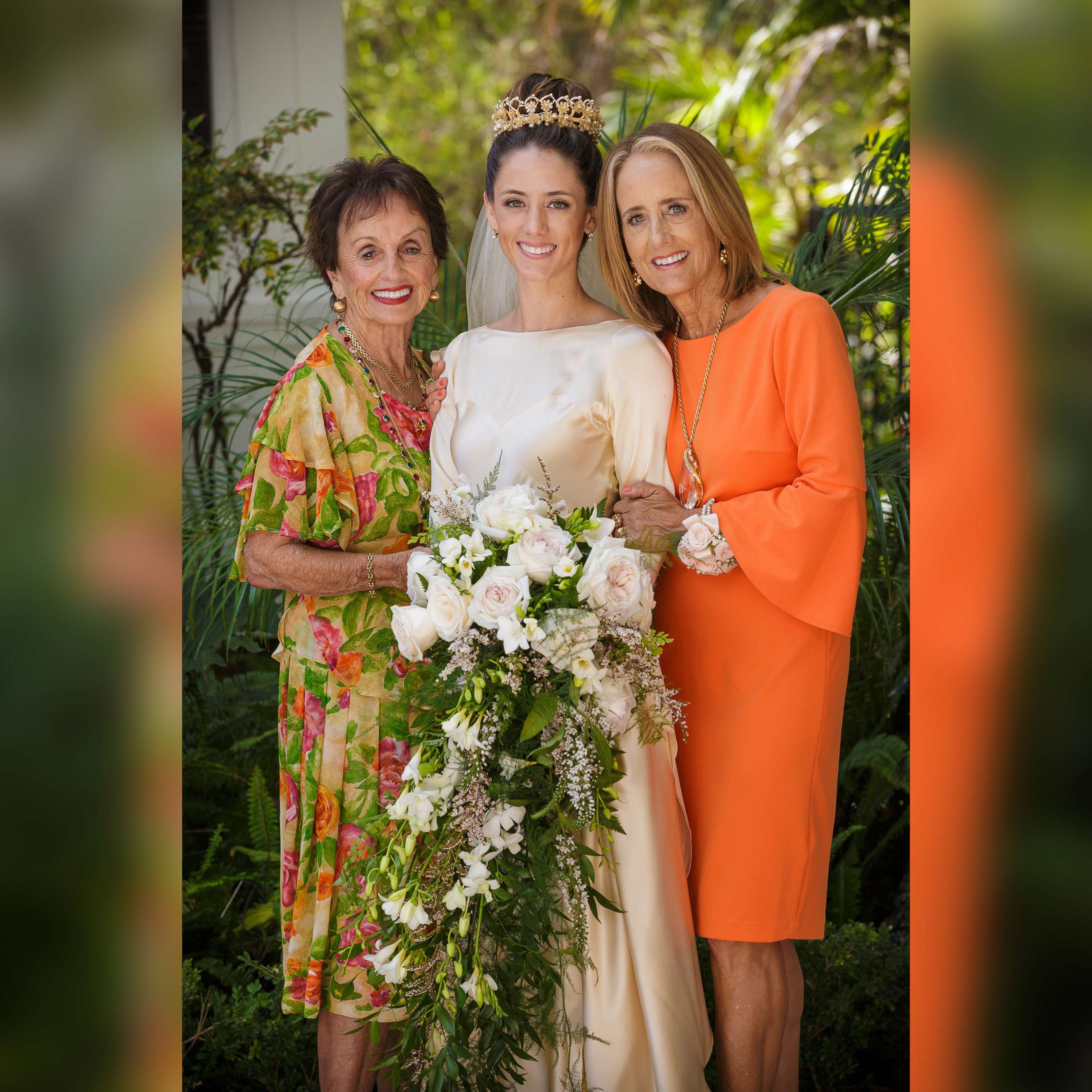 PHOTO: Pilar O'Hara Kassouf poses with her mother and grandmother on her September 2017 wedding day.