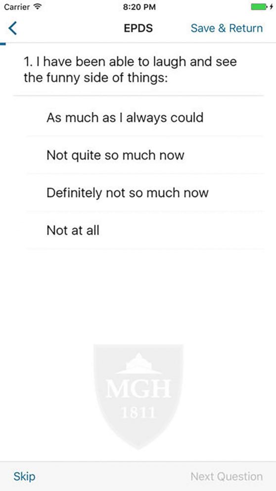 PHOTO: The MGH Perinatal Depression Scale (MGHPDS) is a free iPhone app designed to help screen women for postpartum depression.