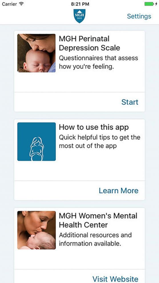 PHOTO: The MGH Perinatal Depression Scale (MGHPDS) iPhone app includes questionnaires for women.