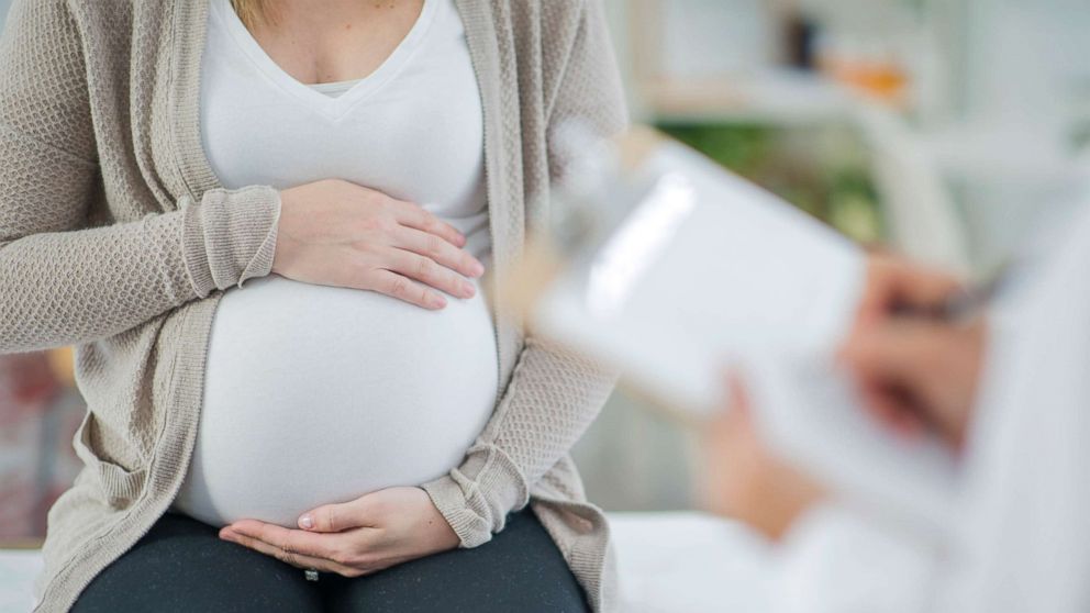 A pregnant woman is in a doctor's office in this undated stock photo.