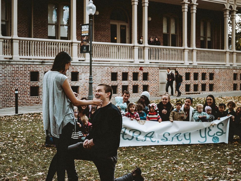 PHOTO: Dallin Knecht proposed to preschool teacher Sara Trigero with the help of her beloved students on Nov. 3 in Reno, Nevada.