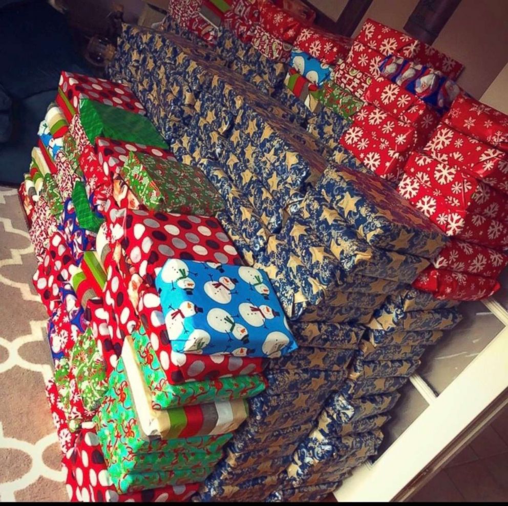 PHOTO: Jennifer Olawski stored presents for more than 500 of her elementary-age students inside her apartment.