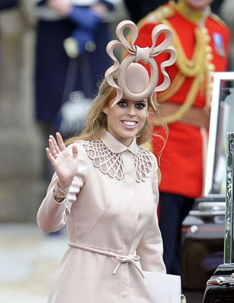 PHOTO: Princess Beatrice departs the Royal Wedding of Prince William to Catherine Middleton at Westminster Abbey on April 29, 2011 in London.