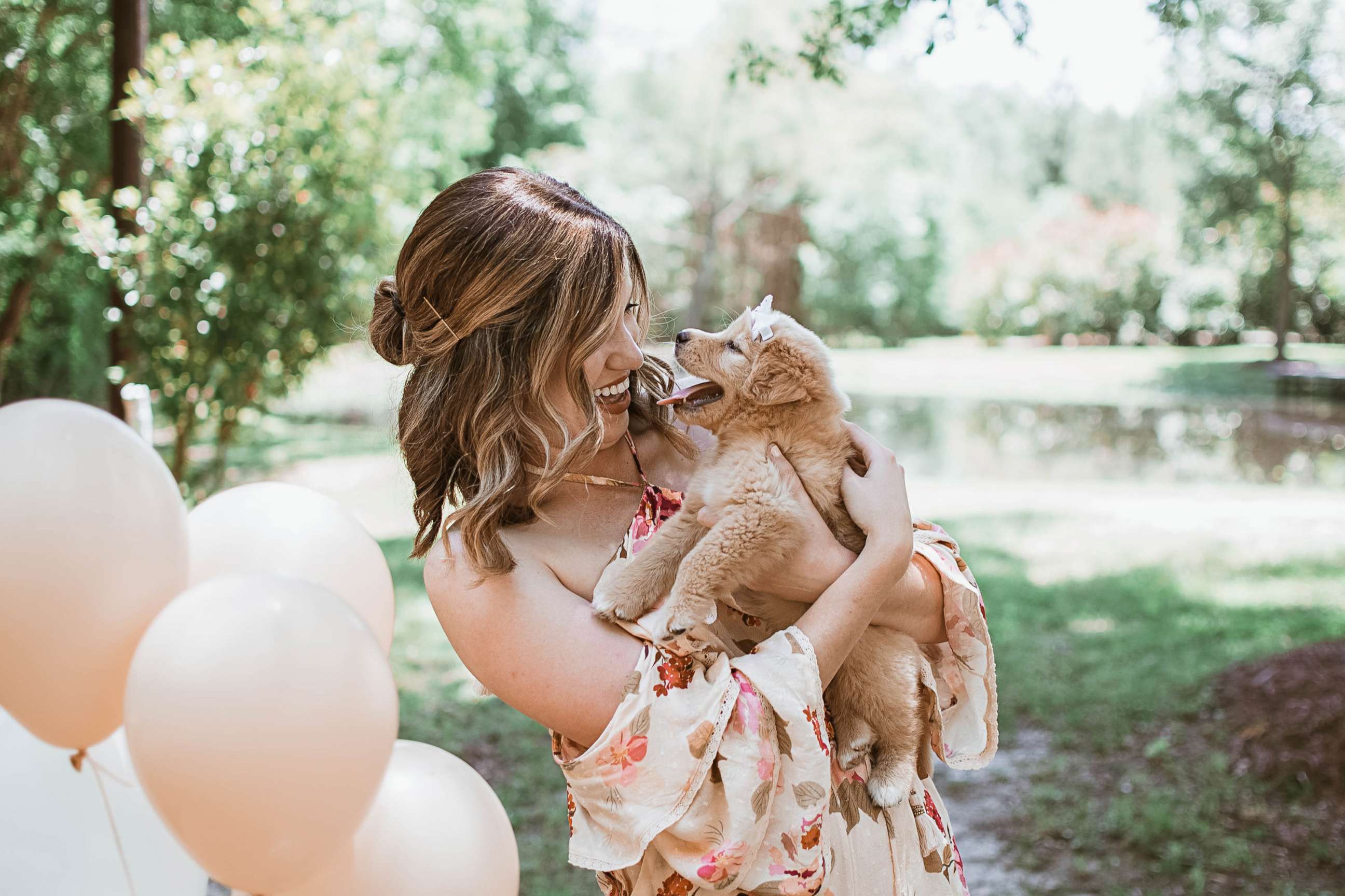 PHOTO: Joy Stone, 25, of Melissa, Texas, was photographed with her new dog, who she named the Rey, in a gender-reveal-style photo shoot in May 2018.