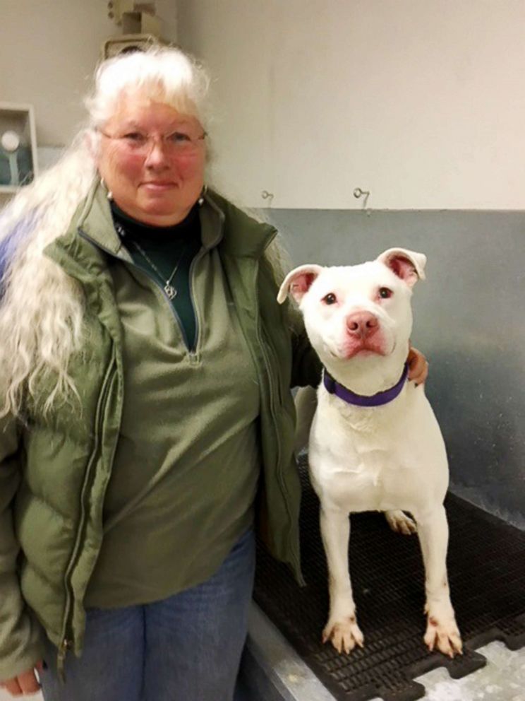 PHOTO: Barb Davenport, K-9 program manager for the Washington Department of Corrections, poses with Ghost.