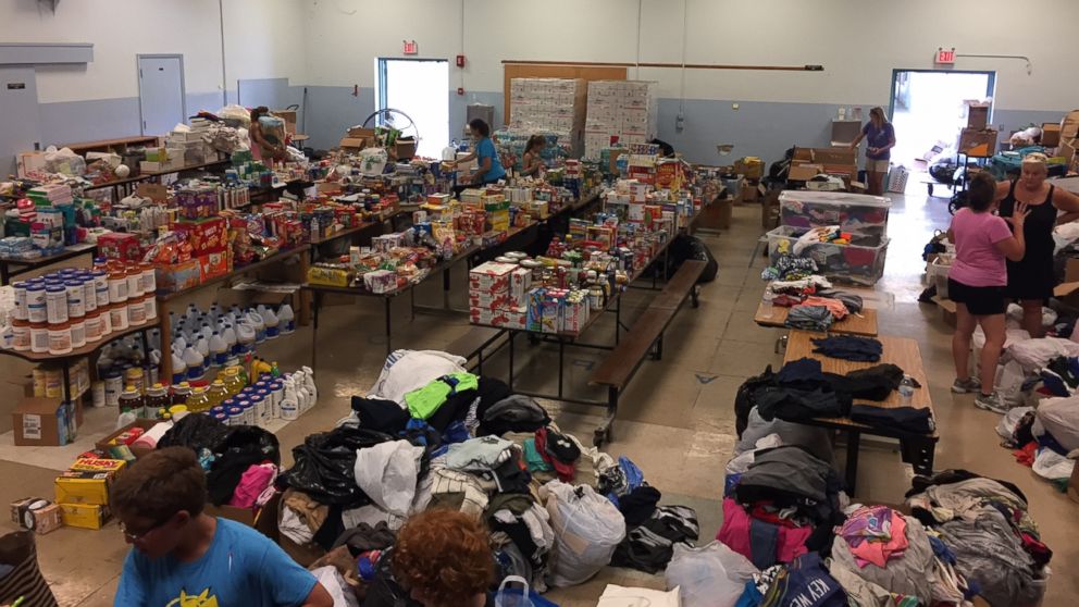 PHOTO: Sugarloaf School turned the cafeteria into a distribution center for much-needed supplies.  