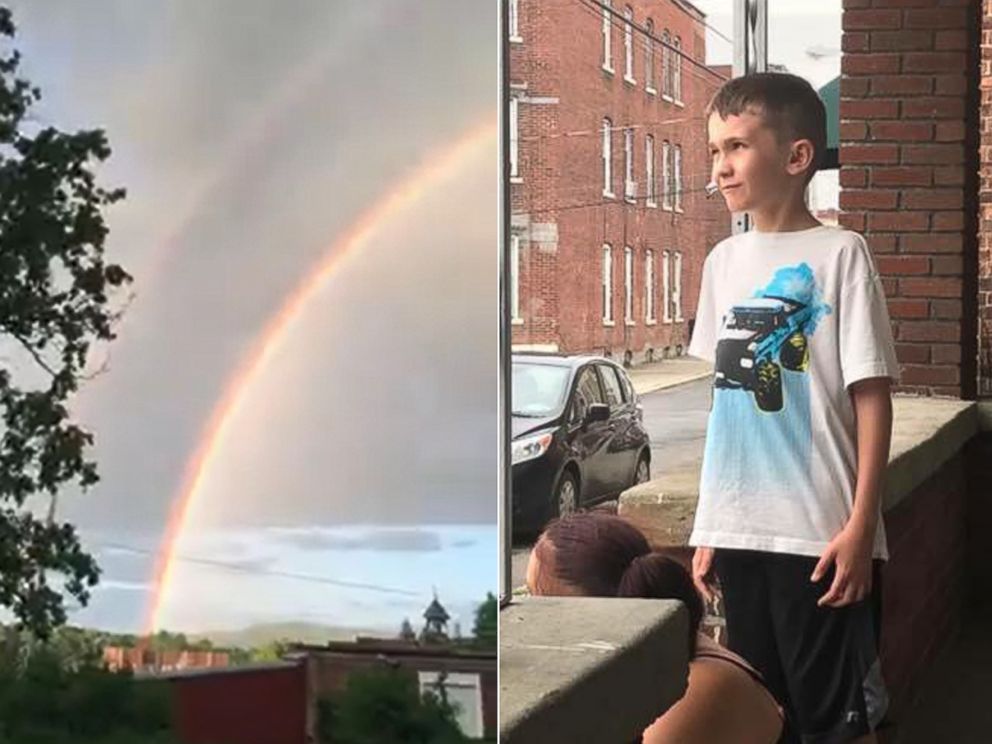 PHOTO: People are sending Robbie Ecuyer, 9, pictures of single and double rainbows from across the globe after his aunt, Crystal Skawinski, put out a call for them on her Facebook page.