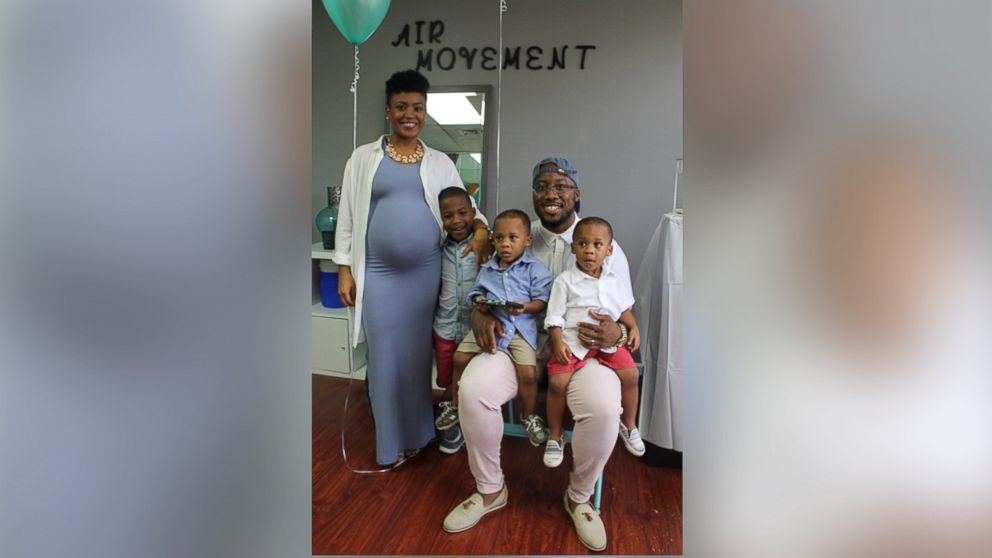 PHOTO: Nia and Robert Tolbert are expecting triplets in March 2018. They're pictured here with their three children -- Shai, 6, and 2-year-old twins, Riley and Alexander.