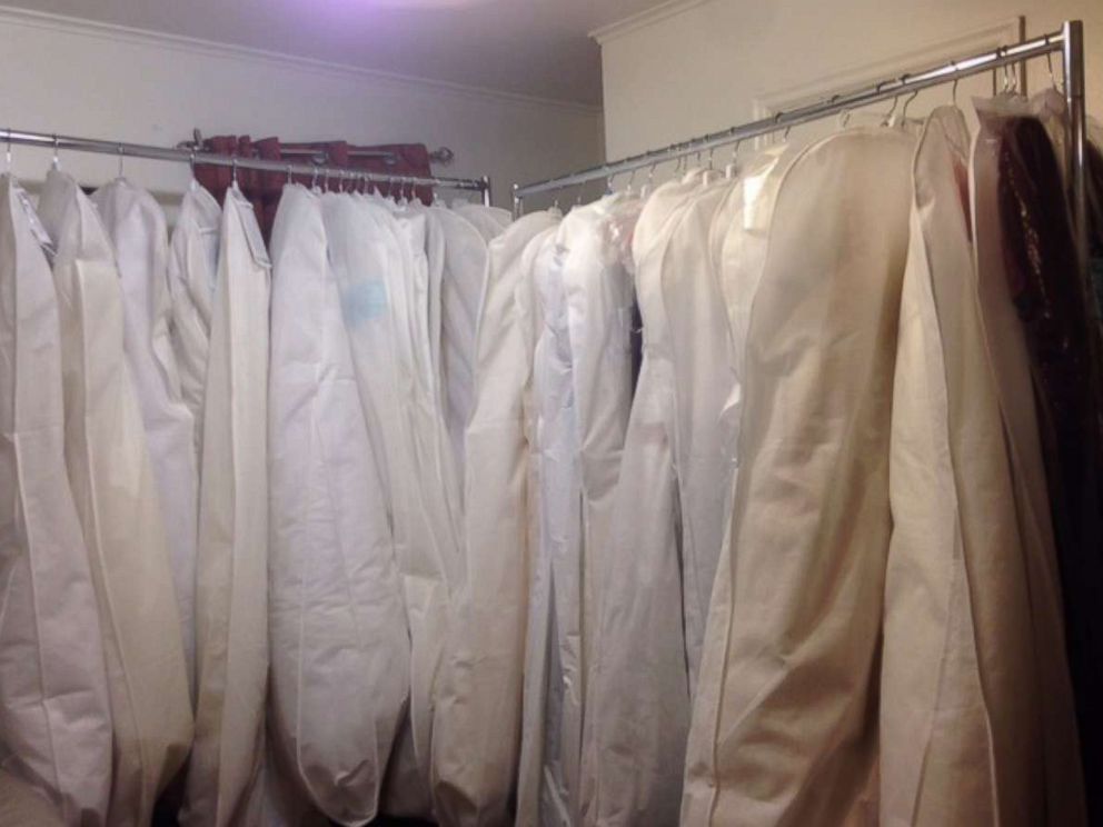 PHOTO: Wedding gowns line the home of Rose Ellis in Tulsa, Okla.
