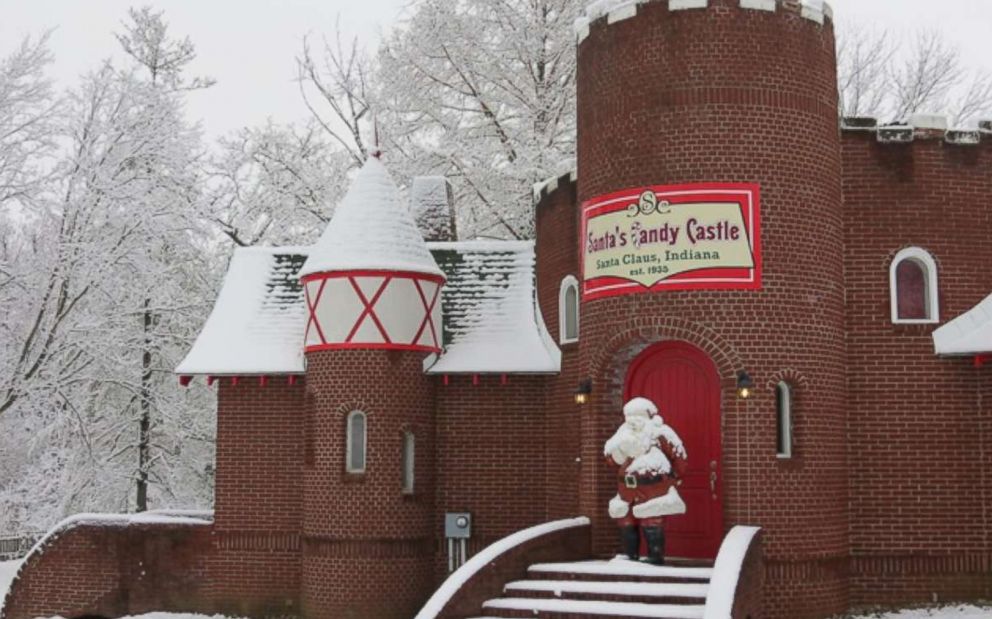 PHOTO: A Santa Claus statue stands outside Santa's Candy Castle in Santa Claus, Ind.