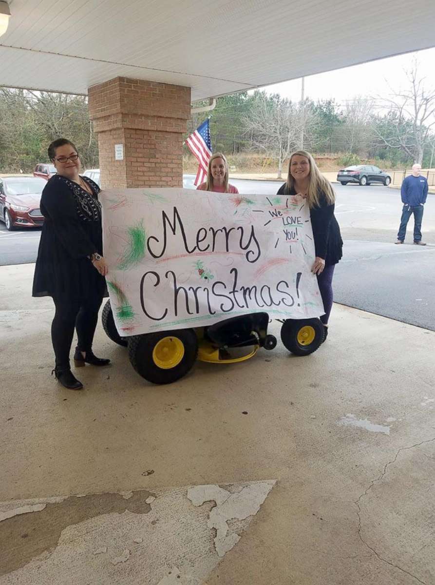 PHOTO: The staff at Sunbrook Academy of Carrollton in Georgia anxiously awaited surprising their beloved maintenance man, James Jackson, with a Christmas gift.