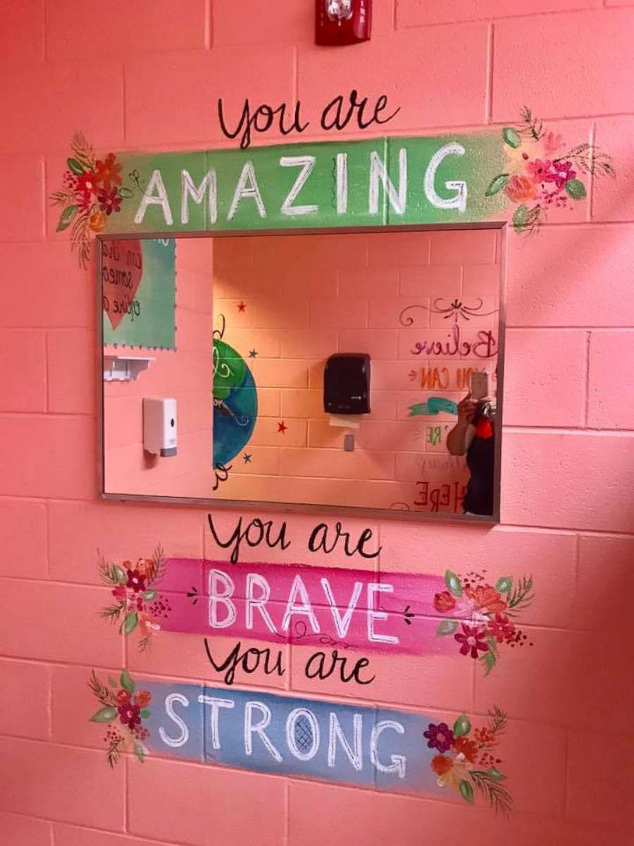 PHOTO: Shari Jackson Link of Fayetteville, N.C., painted positive messages in the girls' bathrooms at Fayetteville Academy to "inspire them to be nice." 