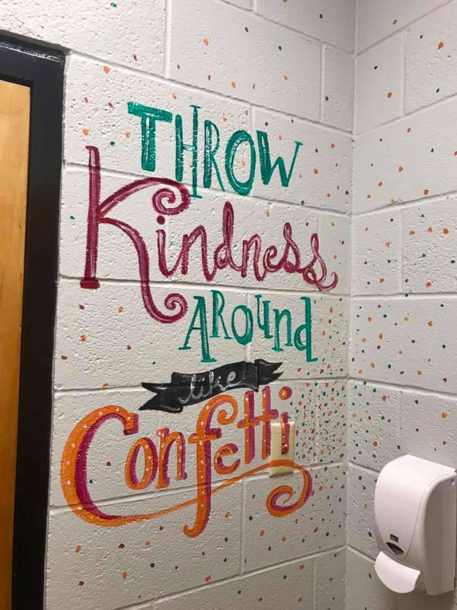PHOTO: Shari Jackson Link of Fayetteville, N.C., painted positive messages in the girls' bathrooms at Fayetteville Academy to "inspire them to be nice." 