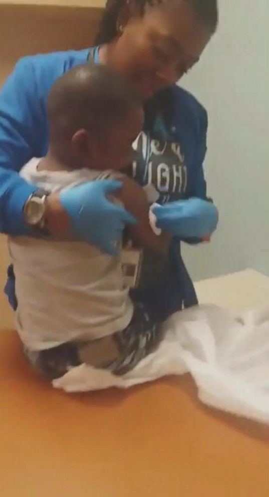 Nurse gets creative so boy won't cry while getting shots - ABC News