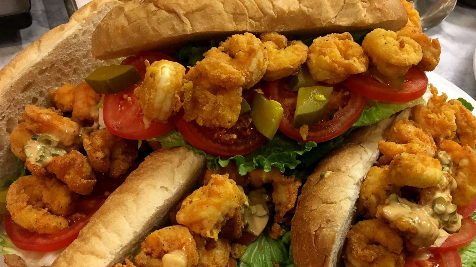 PHOTO: Blue Smoke executive chef Jean-Paul Bourgeois shares his recipe for shrimp po boy sandwiches.