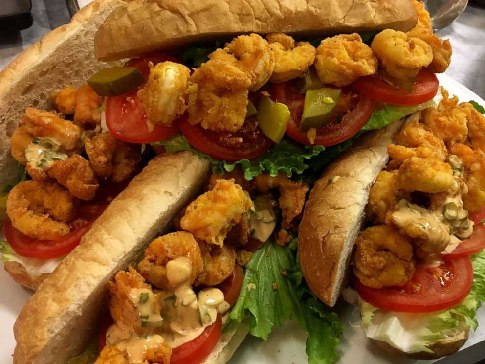 PHOTO: Blue Smoke executive chef Jean-Paul Bourgeois shares his recipe for shrimp po boy sandwiches.