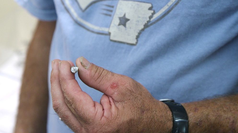 PHOTO: In 2011, Melissa and Kenny Oliver found a 2.44 carat diamond at Crater of Diamonds State Park in Murfreesboro, Ark. They call it the 'Silver Moon.'