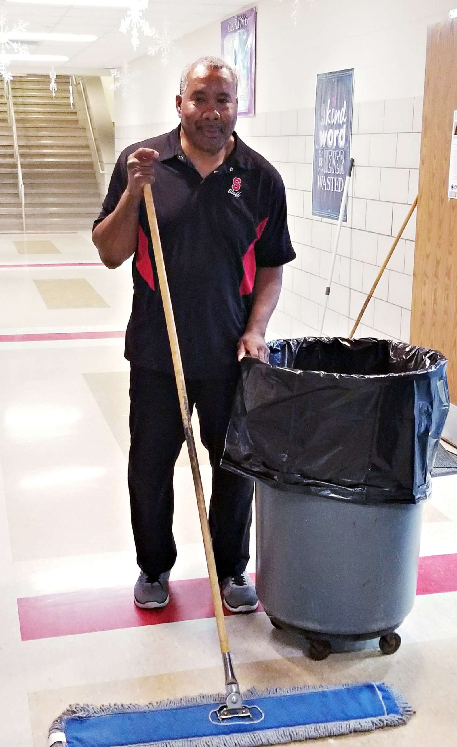 PHOTO: Wilbert Knight, a custodian at Pugliese West Elementary School in Steubenville, Ohio, brings joy to the staff and students with his lovely singing voice.
