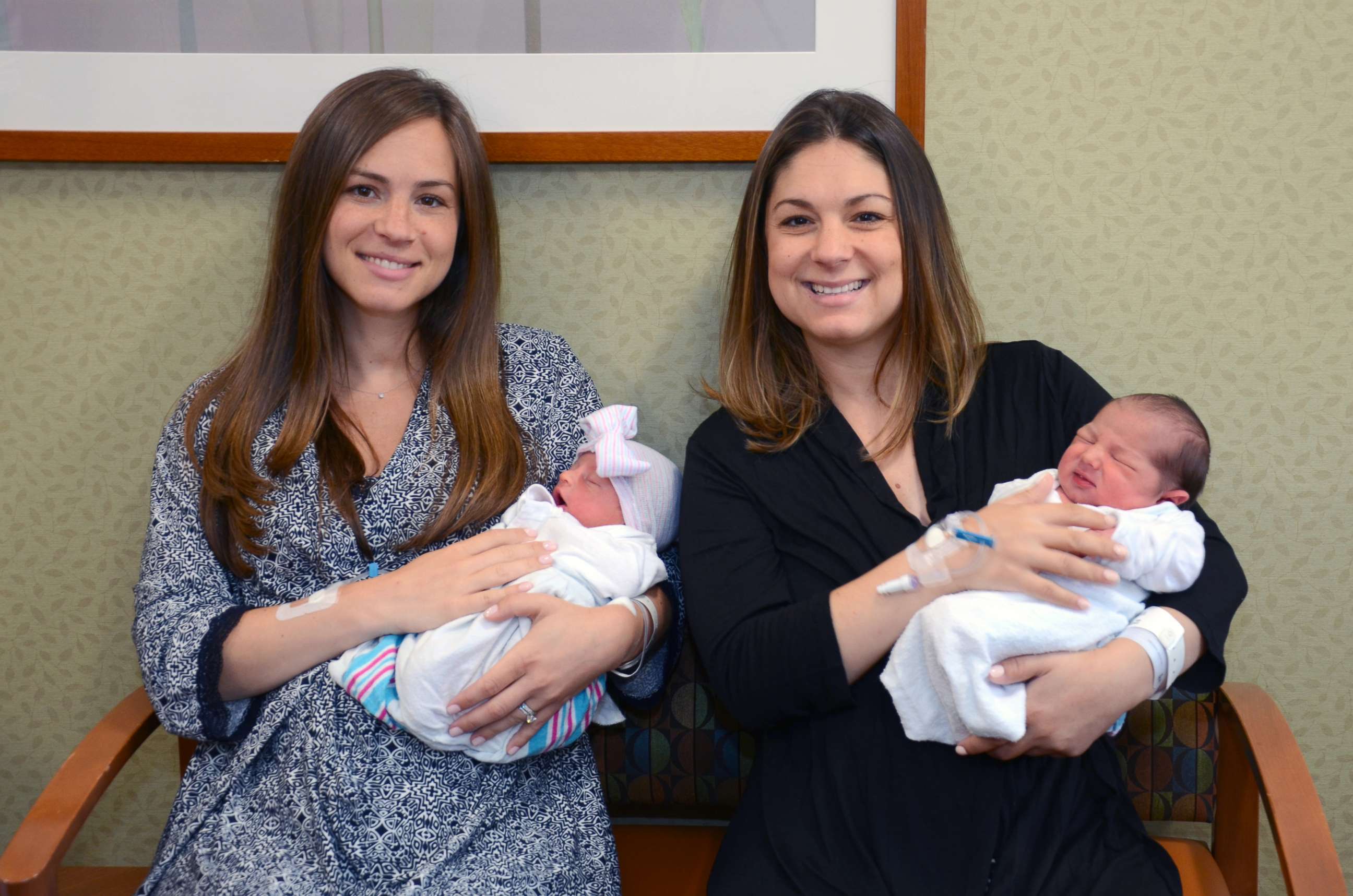 PHOTO: Jessica Lampert, 30, and Kristin Cronin, 34, both gave birth to healthy babies on July 19, 2017.
