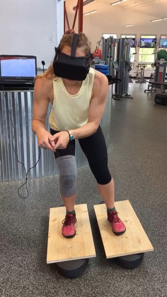 PHOTO: Olympic Alpine ski racer Laurenne Ross used virtual reality technology during her recovery from a knee injury.