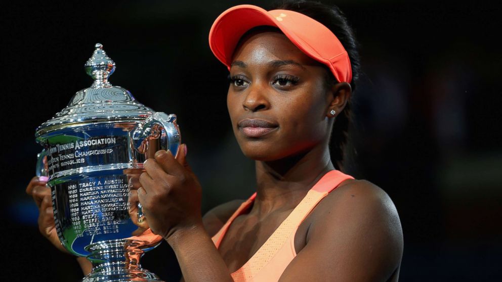 PHOTO: Sloane Stephens poses with the championship trophy after defeating Madison Keys in the Women's Singles final match on Day Thirteen during the 2017 US Open at the USTA Billie Jean King National Tennis Center on Sept. 9, 2017 in New York.