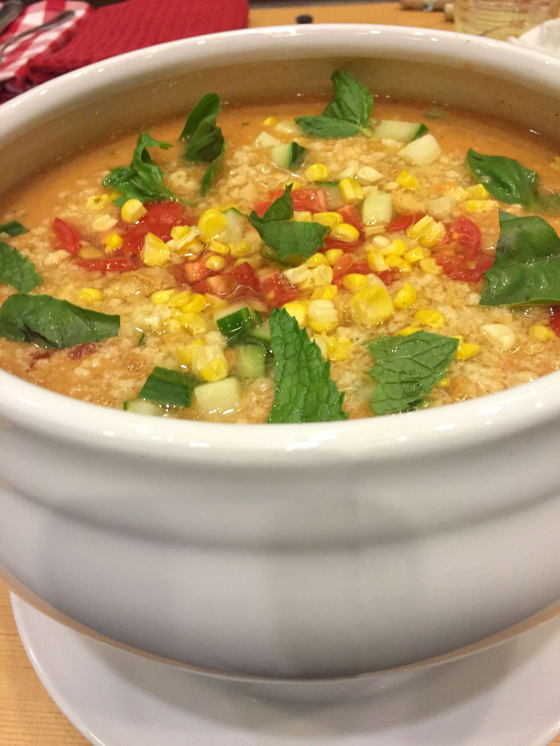 PHOTO: Celebrity chef Marcus Samuelsson shared his recipe for corn tomato gazpacho soup.