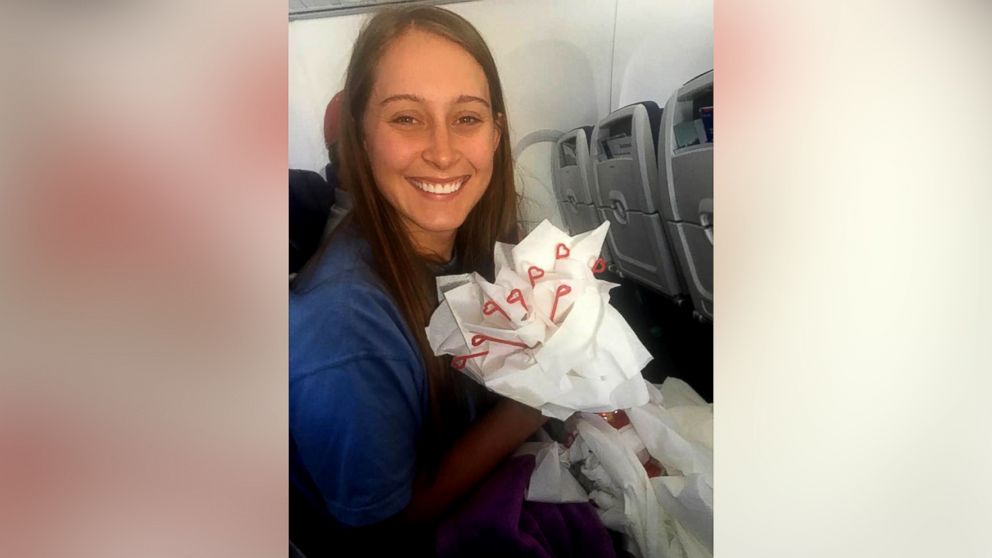 PHOTO: Newlyweds Taylor and Mikaela Flowers were surprised with a special wedding re-enactment aboard their Southwest Airlines flight to their Mexico honeymoon.
