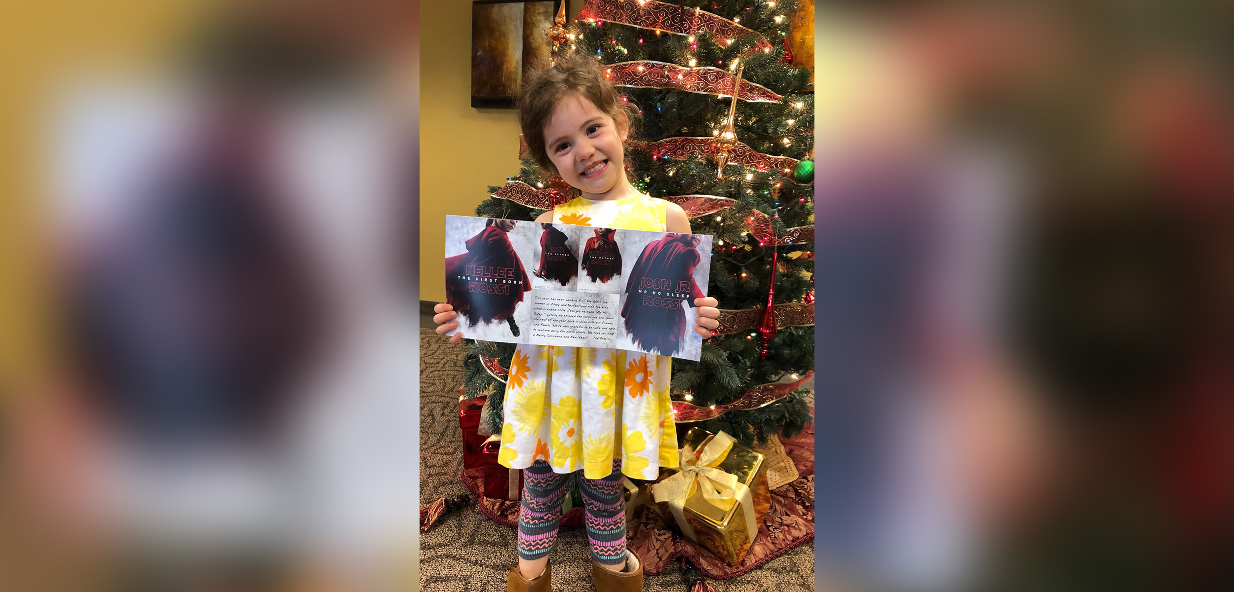PHOTO: Josh Rossi's daughter, Nellee, 4, proudly holds her family's "Star Wars"-themed Christmas card.