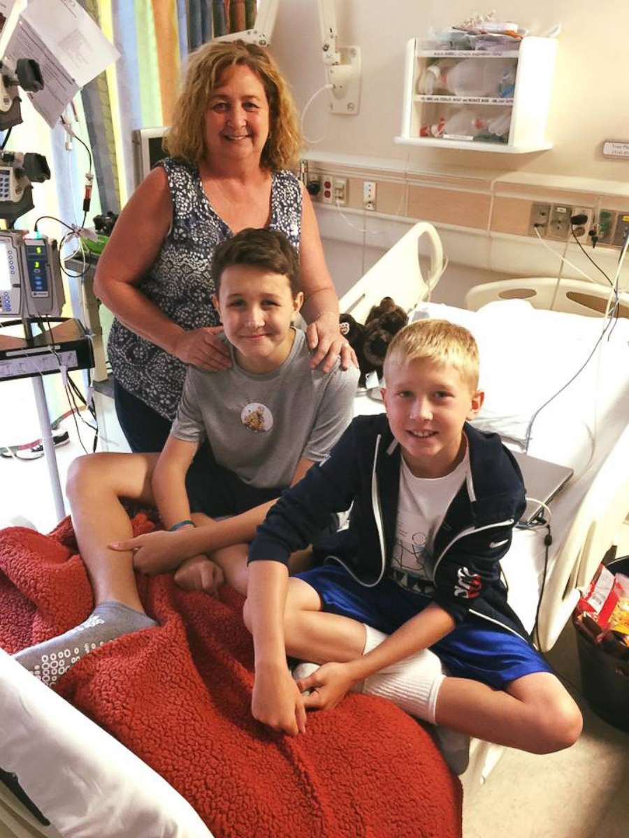 PHOTO: Sulley Menne, 15, seen in an undated photo with his grandmother, Zara Stone and his brother, Jude, 10, at St. Louis Children's Hospital in St. Louis, Missouri, where he is being treated for a leukemia diagnosis. 