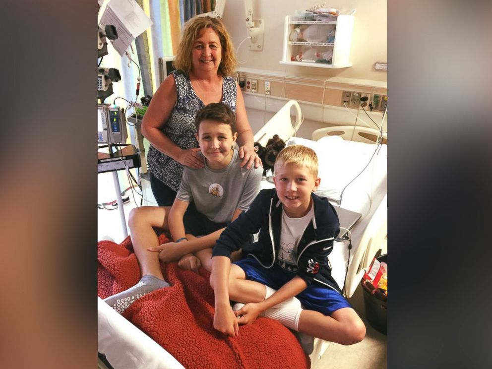 PHOTO: Sulley Menne, 15, seen in an undated photo with his grandmother, Zara Stone and his brother, Jude, 10, at St. Louis Childrens Hospital in St. Louis, Missouri, where he is being treated for a leukemia diagnosis.
