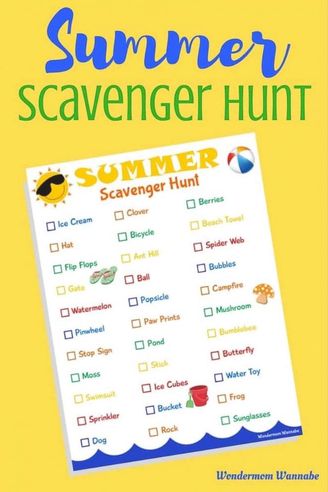 PHOTO: A summer scavenger hunt list. 