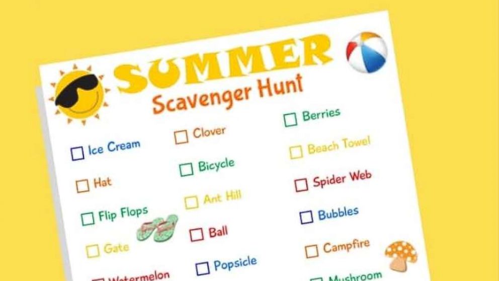 PHOTO: A summer scavenger hunt list.