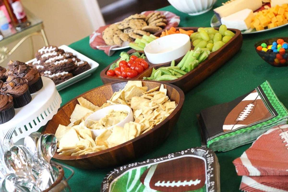 PHOTO: Use a few yards of green felt from your local fabric store as a DIY tablecloth, Allison Cawley of PeachfullyChic.com suggests. Add white duct tape to create yard lines.