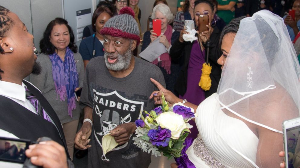 PHOTO: Preston Rolan, who is battling leukemia at UCSF Medical Center in San Francisco, greets his now son-in-law Douglas Stanton on Stanton's wedding day on Nov. 16, 2017.