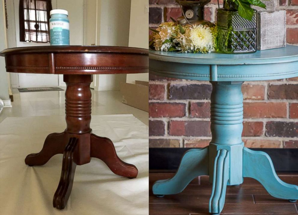 PHOTO: Maria Reed transformed a table from drab to fab for a DIY project by painting it with a pop of color.