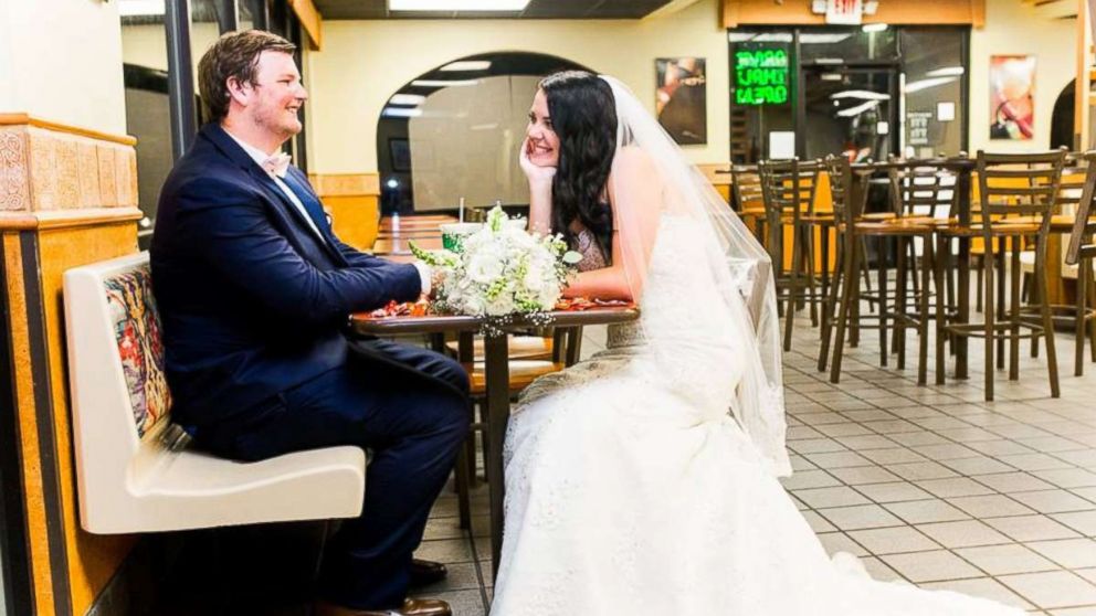 Skylain and Jeffery Clarke, avid Taco Bell fans, took wedding photos at one of the fast food chain's restaurants after their Sept. 29 nuptials in St. Augustine, Florida.