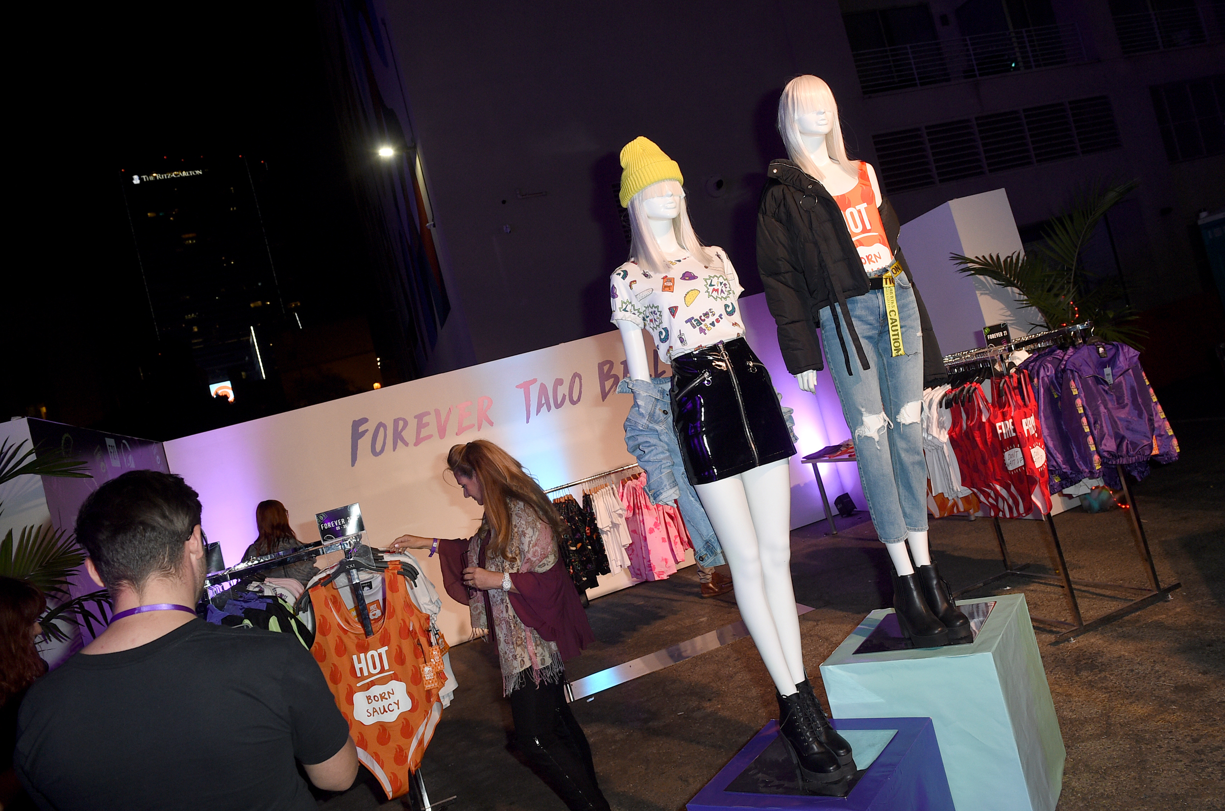 PHOTO: A Taco Bell pop up shop is seen at the fashion event in Los Angeles.
