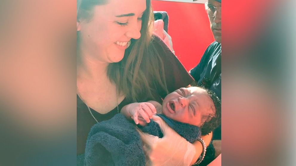 PHOTO: Caris Lockwood, 24, a labor nad delivery nurse from Atlanta, Georgia, delivered Tanya Saint Preux Picault's baby boy on Aug. 25, 2017, outside the entrance of a Target store near the Mall of Georgia in Buford, Georgia.