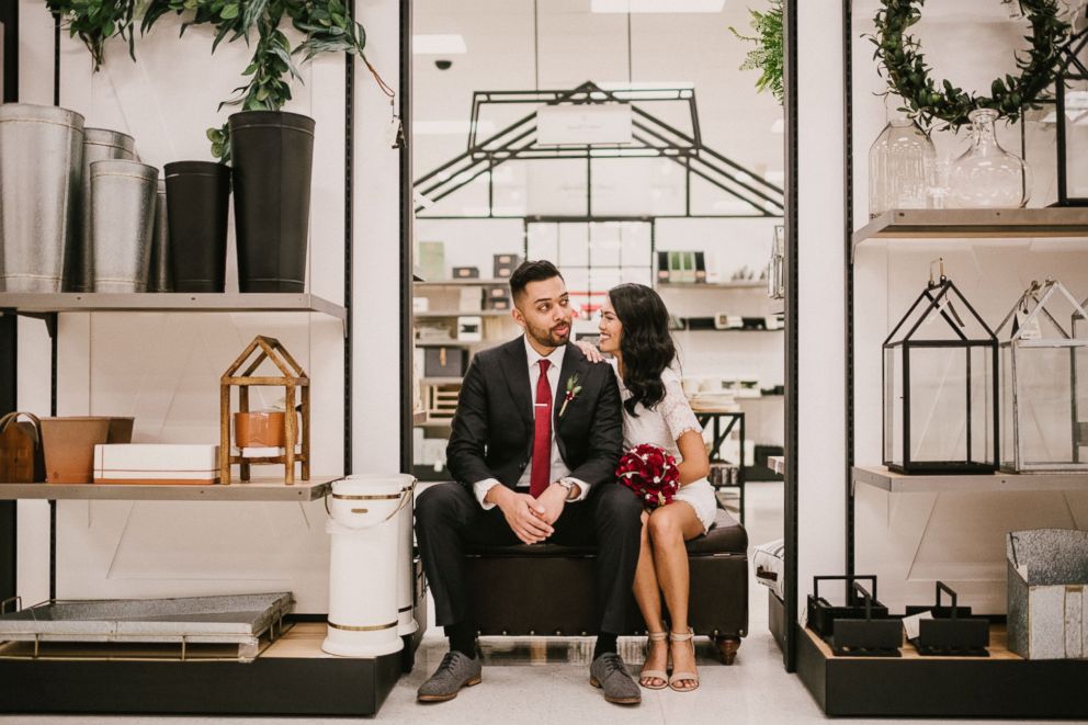 PHOTO: Newlyweds Michael Delvalle and Isabella Sablan posed for their wedding photos at Target. 